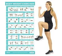 Vive Poster laminato per esercizi con il peso corporeo, grafico laminato per allenamento a casa, accessori decorativi per la stanza, per addominali, glutei, core, gambe, braccia, schiena, senza