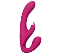 Vibratore strap on in silicone doppio dildo vaginale anale vibrante indossabile