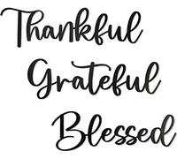 Vivegate Thankful Grateful Blessed Metal Wall Art Decor - 43 x 39 cm, 3 pezzi, motivo: scritta in lingua inglese "Thankful Grateful Blessed Sign for Home Decor Be Gratefic", arte da parete