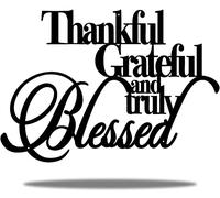 Vivegate Thankful Grateful Blessed Wall Decor - Home Thankful Iron Wall Decor Blessed Wall Signs for Home Decor Ingresso (Large - 46 x 30,5 cm)