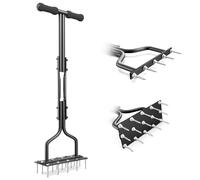 ViveGro Aeratore per prato, strumento manuale con 15 punte in acciaio massiccio, per aerare l'erba da giardino e per l'aerazione del suolo, con strumento di pulizia per aerare prati e cura del cortile