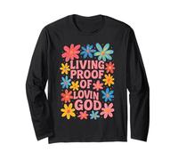Vivente Prova di Lovin Dio Grafica Cristiana Floreale Maglia a Manica
