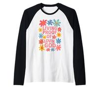 Vivente Prova di Lovin Dio Grafica Cristiana Floreale Maglia con Maniche Raglan
