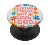 Vivente prova di Lovin Dio Grafica cristiana floreale PopSockets PopGrip Adesivo