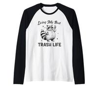 Vivere al meglio la mia vita da trash life Raccoon Spirit Maglia con Maniche Raglan