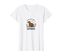 Vivere, Amare, Capibara - Grafica Divertente Animale Zen Maglietta, Donna, Bianco, 3XL