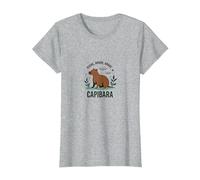 Vivere, Amare, Capibara - Grafica Divertente Animale Zen Maglietta, Donna, Grigio Melange, L