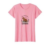 Vivere, Amare, Capibara - Grafica Divertente Animale Zen Maglietta, Donna, Rosa, L