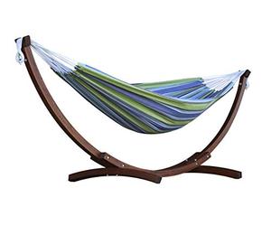 Vivere C8SPCT-24 Amaca Doppia Cotone con Solid Pine Arc Stand, Oasis, Multicolore