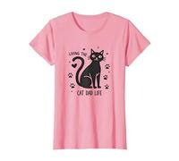 Vivere Il Gatto papà Vita: felino Padre Zampa Maglietta, Donna, Rosa, L