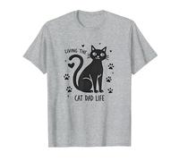 Vivere Il Gatto papà Vita: felino Padre Zampa Maglietta, Uomo, Grigio Melange, 5XL