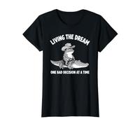 Vivere Il Sogno, Una Cattiva decisione alla Volta - Funny Frog Gator Maglietta con Stampa Grafica Economica, Donna, Nero, XL
