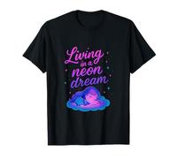 Vivere in Un Sogno al Neon Design Anime Cloud Girl Maglietta