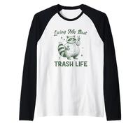 Vivere la mia migliore vita da trash life Raccoon Humor Maglia con Maniche Raglan