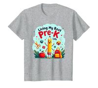 Vivere la mia Migliore Vita Pre-K: Inizia la gioiosa Avventura Scolastica Maglietta, Bambini, Grigio Melange, 6 Anni