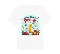 Vivere la mia Migliore Vita Pre-K: Inizia la gioiosa Avventura Scolastica Maglietta, Donna Plus-Size, Bianco, 4X