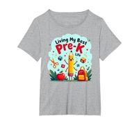 Vivere la mia Migliore Vita Pre-K: Inizia la gioiosa Avventura Scolastica Maglietta, Donna Plus-Size, Grigio Melange, 3X