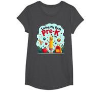 Vivere la mia Migliore Vita Pre-K: Inizia la gioiosa Avventura Scolastica Maglietta, Ragazze, Grigio Scuro, XS