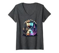 Vivere la Storia nell'arte del Viaggio nel Tempo del secolo Sbagliato Maglietta con Collo a V, Donna, Grigio Scuro, XL