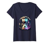 Vivere la Storia nell'arte del Viaggio nel Tempo del secolo Sbagliato Maglietta con Collo a V, Donna, Navy, L