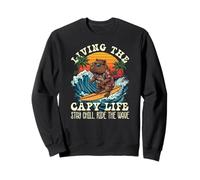 Vivere la Vita da Capibara Capibara Che Fa Surf al Tramonto Felpa