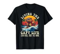 Vivere la Vita da Capibara Capibara Che Fa Surf al Tramonto Maglietta