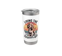Vivere lo Spaniel Life Cartoon Design Bicchiere termico in acciaio inox doppia parete