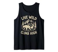Vivere Wild Climb Alto Bear Cervo Escursionismo Campeggio Montagna Alberi Canotta