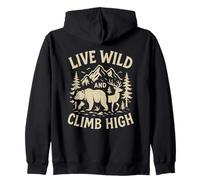 Vivere Wild Climb Alto Bear Cervo Escursionismo Campeggio Montagna Alberi Felpa con Cappuccio