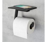Viverso x add porta rotolo con ripiano, aperto mobile, VE2100MB+VU2400MB, x elo nero opaco [Accessori Bagno > Porta Rotolo]