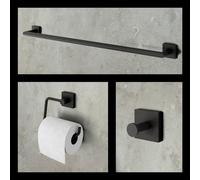 Viverso x cube set accessori bagno 3 in 1, VC2100MB+VC4600MB+VC4000MB, x cube nero opaco [Accessori Bagno > Set di accessori da bagno]