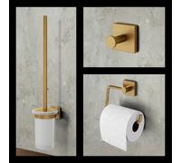 Viverso x cube set accessori bagno 3 in 1, VC3000BG+VC2100BG+VC4000BG, x cube oro spazzolato [Accessori Bagno > Set di accessori da bagno]