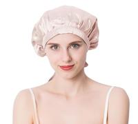 Vivi Idee® Cuffia da doccia, 100% seta di gelso, lussuosa cura dei capelli, traspirante, elastica, elegante con fascia (rosa)