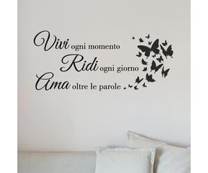 Vivi ridi ama Adesivo murale decorazione camera casa pareti home decor a0931