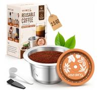 VIVI SKY Vertuo, cialde riutilizzabili Nespresso, 70,9 g, delicate, doppio | Fai da te e risveglio rapido, adatto per Vertuo Plus, Next, Pop e GCA1, corpo in acciaio leggero con coperchio in silicone