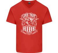 Vivi Veloce, Guida Libero, Maglietta In Cotone A V Per Uomo Biker