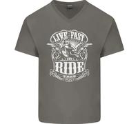 Vivi Veloce, Guida Libero, Maglietta In Cotone A V Per Uomo Biker