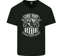 Vivi Veloce Guida Moto Biker Uomo T-Shirt In Cotone A V