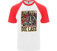 Vivi Veloce Maglietta Baseball S/S Per Uomo Motociclista Chopper