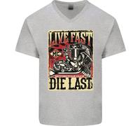 Vivi Veloce Maglietta In Cotone A V-Collo Per Uomo Moto Biker Chopper