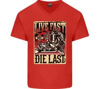 Vivi Veloce Maglietta In Cotone A V-Collo Per Uomo Moto Biker Chopper