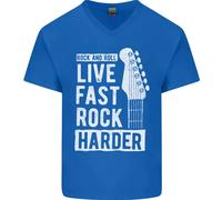 Vivi Veloce Rock Più Duro Chitarra E Rock Musica T-Shirt In Cotone Da Uomo