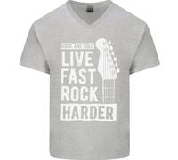 Vivi Veloce Rock Più Duro Chitarra E Rock Musica T-Shirt In Cotone Da Uomo