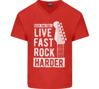 Vivi Veloce Rock Più Duro Chitarra E Rock Musica T-Shirt In Cotone Da Uomo