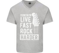 Vivi Veloce Rock Più Duro Chitarra E Rock Musica T-Shirt In Cotone Da Uomo