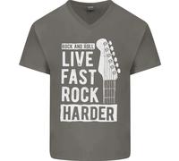 Vivi Veloce Rock Più Duro Chitarra E Rock Musica T-Shirt In Cotone Da Uomo