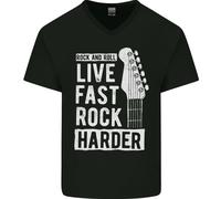 Vivi Veloce Rock Più Duro Chitarra E Rock Musica T-Shirt In Cotone Da Uomo