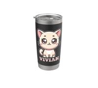 Vivian - Simpatico gattino per ragazze, nome Vivian Bicchiere termico in acciaio inox doppia parete