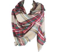 VIVIAN & VINCENT Per donna Autunno Inverno Sciarpa Classica Nappa Plaid Tartan Sciarpa Calda Morbido Grosso Coperta Avvolgere Scialle Sciarpe, Christmas Red Green Beige