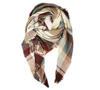 VIVIAN & VINCENT Per donna Autunno Inverno Sciarpa Classica Nappa Plaid Tartan Sciarpa Calda Morbido Grosso Coperta Avvolgere Scialle Sciarpe, Brown White